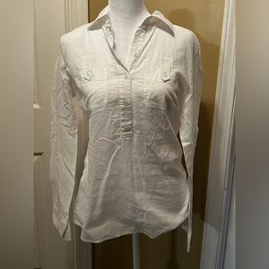 Old Navy Women's 1/2 Button Long Sleeve White Blouse Size Small